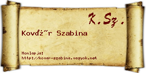 Kovár Szabina névjegykártya