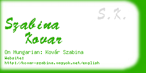 szabina kovar business card