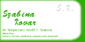szabina kovar business card